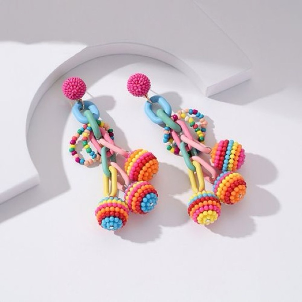 Vibrant Multicolor Beaded Earrings